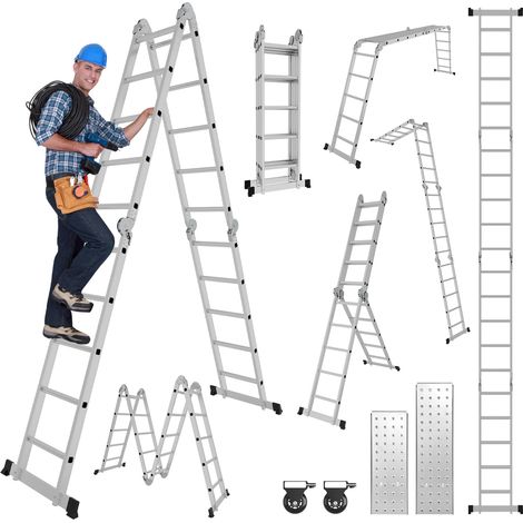 Randaco 7 in 1 Mehrzweckleiter Multifunktionsleiter Klappleiter 4x5 582cm Teleskopleiter A-Rahmenleiter Anlegeleiter Stehleiter Haushaltsleiter Aluleiter
