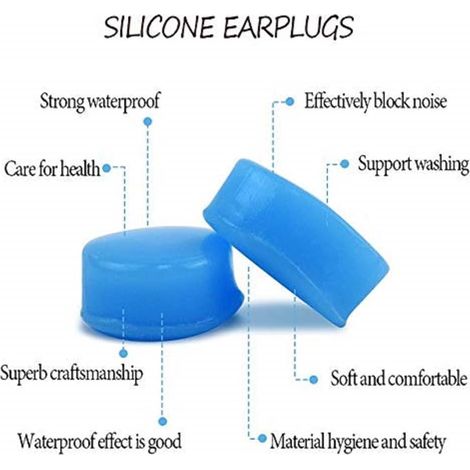9 Paires Bouchons d'oreille Protecteurs Souples Bouchons d'oreille en Silicone Mastic Bouchons d'oreilles Moulables pour Dormir, Natation, Blanc (Bleu) (1/4)