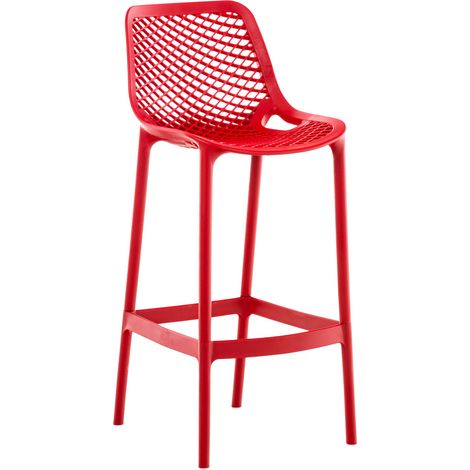 Tabouret de bar avec repose-pieds design moderne plastique rouge intérieur ou extérieur 100000668