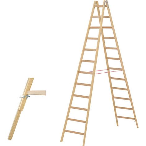 Scaletta in legno 2x12 gradini - altezza massima di lavoro 4.30m - 71410/2x12/79640 (1/5)