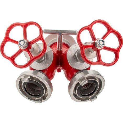 tecuro STORZ - Verteiler, mit Ventilabperrung Anschluss Storz 75-B auf 2 x 52-C, rot, mit Tragegriff (1/5)
