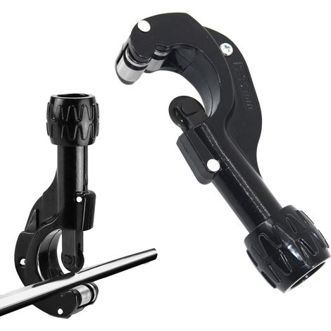 Cortador de tubos de cobre de 3-35 mm con herramienta de desbarbado y 3 discos de corte de repuesto, cortador de tubos de precisión, para tubos de cobre y aluminio (negro) (1/5)