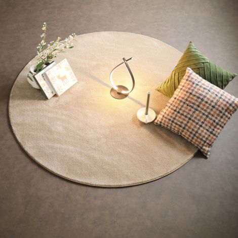 Tapis rond doux - Hypnose beige nude - Galon beige foncé - Ø 120 cm (1/5)
