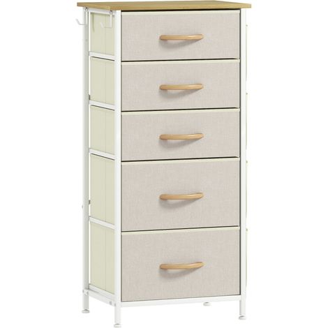 Chest of Five Fabric Drawers - Beige (1/4)