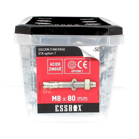 ESSBOX de 50 Goujons D'Ancrage 8X80 Acier (1/2)