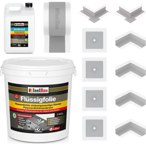 Dichtset 708G Liquid Foil 20kg Isogrund 5L 20m Tape 4 x Corners 4 x Cuff