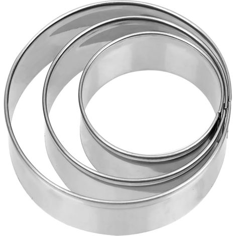 Lot de 3 Emporte-pièces Acier Inoxydable, Ronds 4cm 5,5cm 6,5cm, Pâtisserie Biscuits Fondant