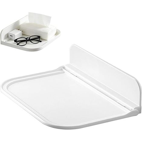 Set mit 2 selbstklebenden, faltbaren Wandregalen aus Kunststoff für Bad, Küche und Schlafzimmer schwebende Ablageflächen ohne Bohren für Nachttische und kleine Räume