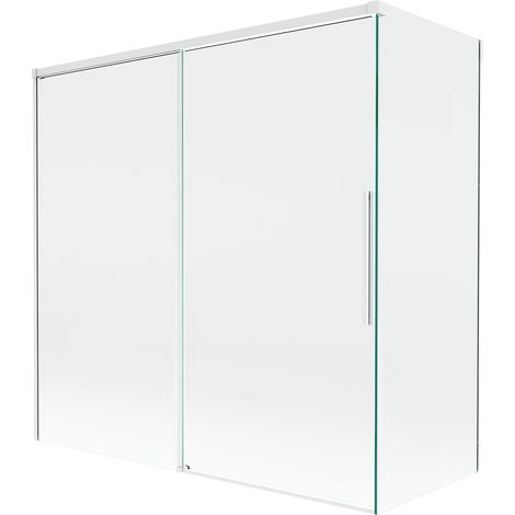 Mexen Rox pare-douche de baignoire 2 volets coulissants 160 + 75 x 150 cm, transparent, blanc - 8C9-160-075-20-00