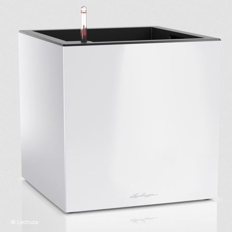 LECHUZA® Pflanzgefäße CANTO Premium 40 Low Würfel Weiß hochglänzende Oberfläche (1/3)