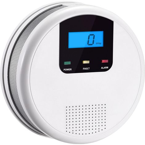 Carbon Monoxide Detector, Carbon Monoxide Alarm with Test Button and LED Status Indicator, CO Detector with Replaceable Battery and LCD Display (1/5)