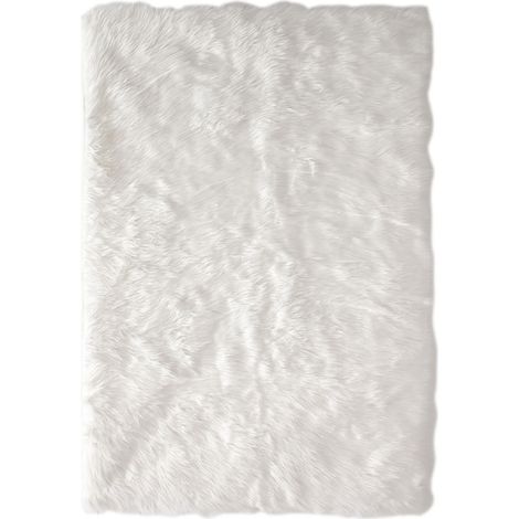 Tapis 115x170 cm en imitation fourrure écru