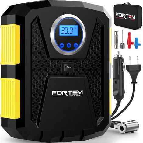 150-PSI-Luftpumpe, 12-V-Gleichstrom- und 230-V-Wechselstrom-Luftpumpe, digitales Manometer mit automatischer Abschaltfunktion, Zubehör für Auto- und Fahrradreifen, LED-Licht, Transportaufbewahrung