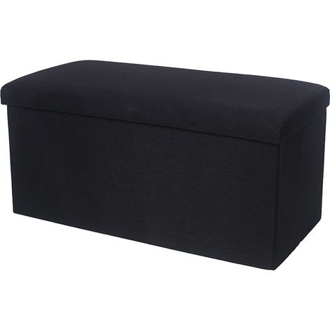 Pouf coffre de rangement avec couvercle et tiroir en lin, repose-pieds moelleux 25 x 25 x 25 cm, décoration salon (1/5)