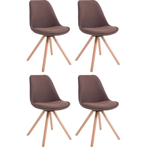 4 chaises de salle à manger style scandinave en tissu marron pieds rond en bois clair CDS10346 (1/3)