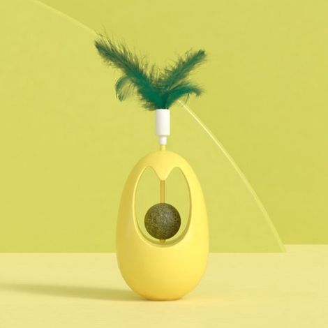 Juguete creativo 3 en 1 para gatos: juguete de plumas para gatos, artículo de exención de consumo para artículos de mascotas (amarillo) (1/5)