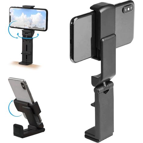 Soporte para teléfono de avión, soporte para teléfono de avión, soporte para teléfono ajustable giratorio de 360°, soporte para teléfono de pie o con clip para aviones de 4,7 a 6,9 pulgadas, elementos (1/5)