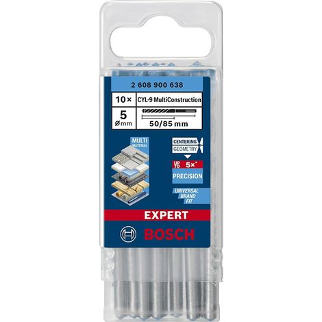 TALADRO BOSCH CYL-9 MULTICONSTRUCCION 5 x 50 x 85mm EXPERT /10uds.
