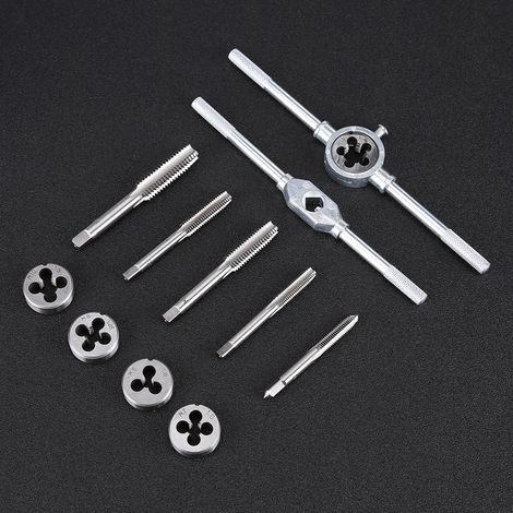 Kit de 12 outils à main pour filetage, tarauds et filières M6-M12 avec clé de serrage (1/5)