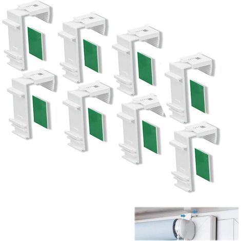 Jeu de 8 supports de serrage longs pour fixer et coller des stores doubles compatibles sans perçage, accessoires et pièces de rechange pour fenêtres et portes de balcon en PVC