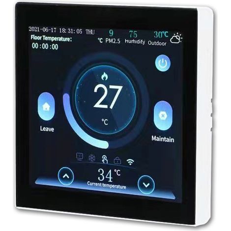 Thermostat Pour Chauffage Au Sol - Écran Tactile - Commande Vocale - Programmable Jusqu'à 6 Plages/Jour - Compatible Systèmes Hydrauliques - 1 Pièce (1/5)