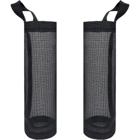 Juego de 2 percheros colgantes de malla para bolsas de la compra, ideales para el hogar, la cocina, la lavandería, el baño o para guardar abrigos (negro).