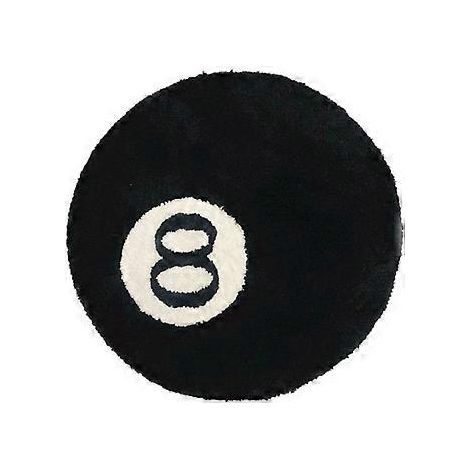 Schwarzer Teppich, Billardkugel-Teppich, weicher und flauschiger schwarzer Teppich mit 8-Ball-Motiv für Schlafzimmerdekoration, schwarzer runder Teppich für Wohnzimmerdekoration, 60 x 60 cm