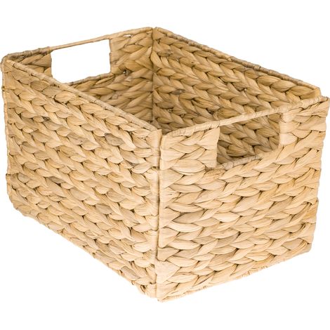 HMF Aufbewahrungskorb, faltbarer Korb geflochten aus Wasserhyazinthe Seegras, Größe M, 32 x 23 x 20 cm (1/5)