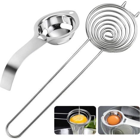 (Farbe: Silber) 2-teiliger Eiertrenner, Eigelb- und Eiweißtrenner, Eiertrenner, Eigelbtrenner zum Backen von Kuchen (1/5)