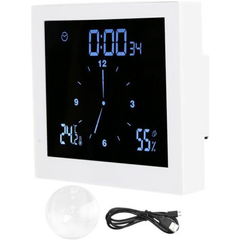 QORVA- Horloge de douche TS-WP10, minuterie innovante, thermomètre étanche, hygromètre, fourniture de salle de bain (blanc)