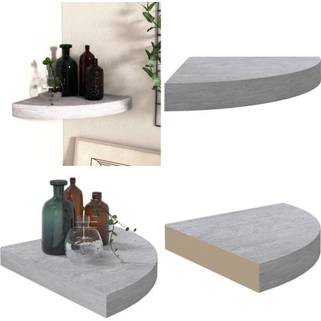 Eck-Schweberegal Betongrau 35x35x3,8 cm MDF - Eckwandregal - Wandregal - Betonlook - Graues Regal - Wohnraumgestaltung - Home & Living (1/5)