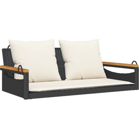 Maison Exclusive - Hängebank mit Kissen Schwarz 109x62x40 cm Poly