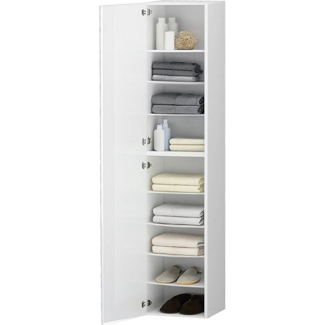Dmora - Armadio Multiuso 1 antaZenone, Mobile multiuso a 1 anta, Guardaroba multifunzione, 45x35h190 cm, Bianco, con imballo rinforzato