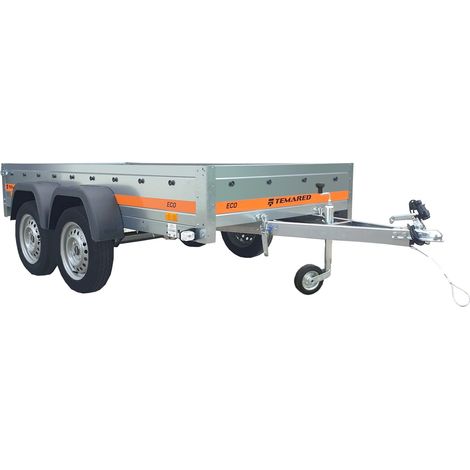 Remorque basculante double essieu 263x125cm – Ridelle arrière ouvrante – PTAC 750 kg sur demande – Châssis galvanisé 2,5 mm – Tema (1/5)