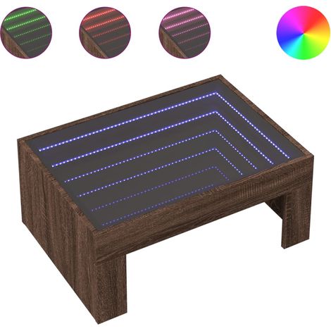 Maison Exclusive - Couchtisch mit Infinity-LED Braun Eichen-Optik