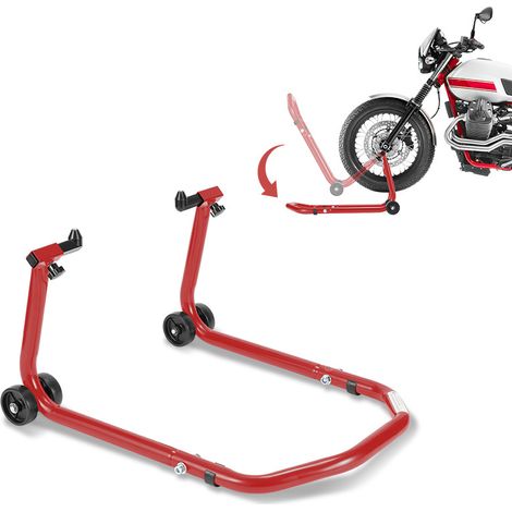 SWANEW Cavalletto per moto con pneumatico anteriore Sollevatore per moto su pneumatico anteriore con adattatori in gomma rossa e nera (1/5)