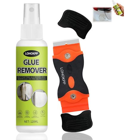 120ml Colle Dissolvant Etiquette, Dissolvant D'adhésif, Dissolvant Colle Spray, Dissolvant Extension Adhesive, Retirez Rapidement les Étiquettes, Pour Verre, Voitures, Fenêtres, Murs, Aucun Résidu (1/5)