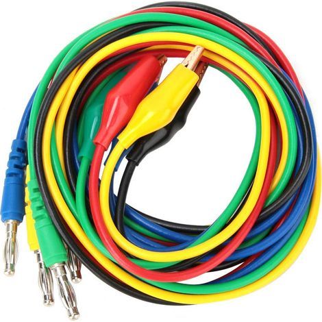 5-teiliges Prüfkabel mit Sonde, 4-mm-Bananenstecker auf 10-mm-Adapterklemme P1042 (1/5)