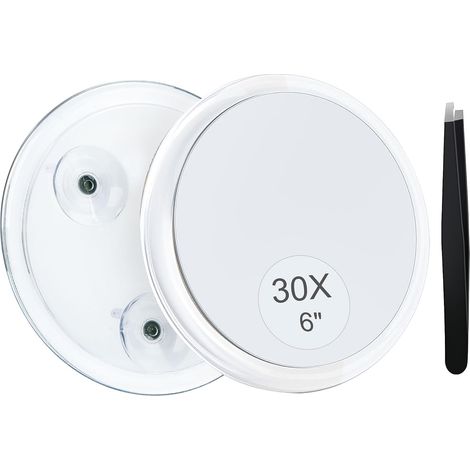 Miroir grossier MIYADIVA x30 à ventouse pour facili non fixé, idéal comme miroir de maquillage ou miroir de douche adhésif pour l'épilation des sourcils (15 cm). (1/5)