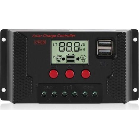 30A Laderegler für Solarpanels mit automatischer Erkennung 12V/24V, LCD-Display und 5V USB-Anschluss (1/5)