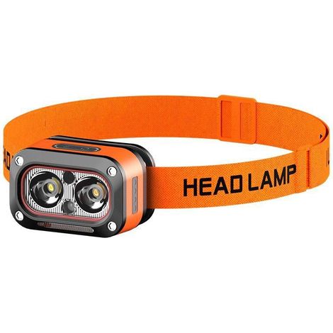 Lampe frontale LED rechargeable ultra puissante de 500 mAh et 5 W, avec éclairage blanc, jaune et rouge, pour casques de chantier, avec détecteur de mouvement, étanche, idéale pour le camping, la rand (1/5)