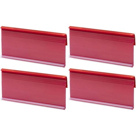 Set di 4 porta etichette autoadesivi 100x40 mm – Identificazione chiara per scaffalature – Supporto in plastica resistente (1/2)