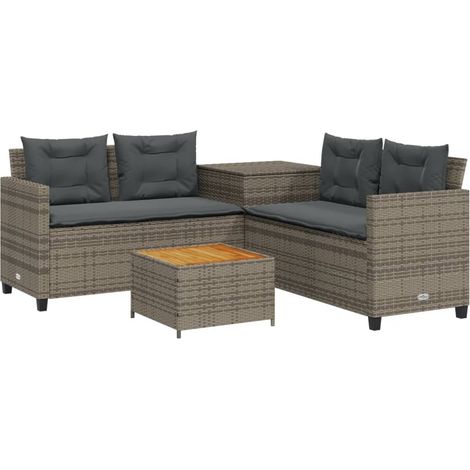 Maison Exclusive - Sofá de jardín en forma de L con mesa y cojine (1/5)