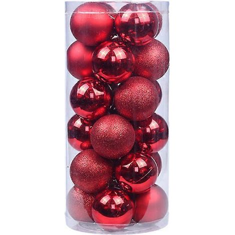 24 Stück 6 cm bruchsichere Weihnachtskugeln für Weihnachtsbaum und Hochzeit (1/5)