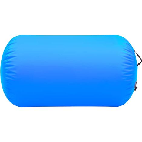 Rouleau de gymnastique gonflable entraînement et yoga en PVC avec pompe bleu 100 x 60 cm (1/5)