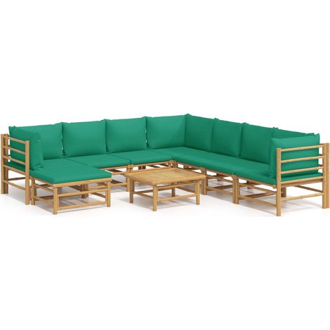 Maison Exclusive - Set Salotto da Giardino 9pz con Cuscini Verdi Bambù