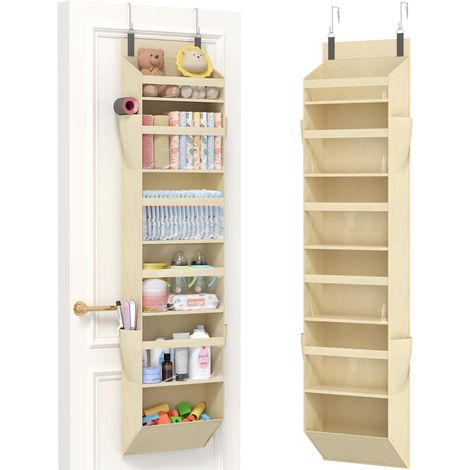 1 Organisateur de porte, 6 compartiments, tissu non-tissé, poches transparentes, pour chambre, salle de bain