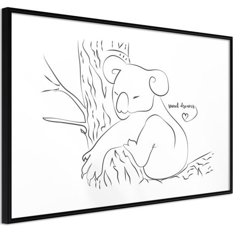 Affiche Murale Encadrée "Resting Koala" 60 x 40 cm Noir