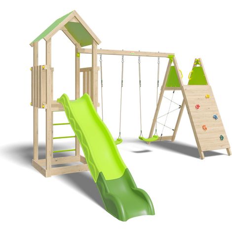 Aire de jeux bois 2,20 m OLYMPIA XPERIENCE vert - 9 enfants
