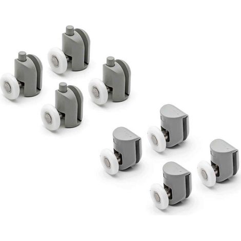 Idralite – Kit de 8 roulettes de remplacement pour porte coulissante en verre – Épaisseur verre 6mm – Roulettes à roulements – Installation facile